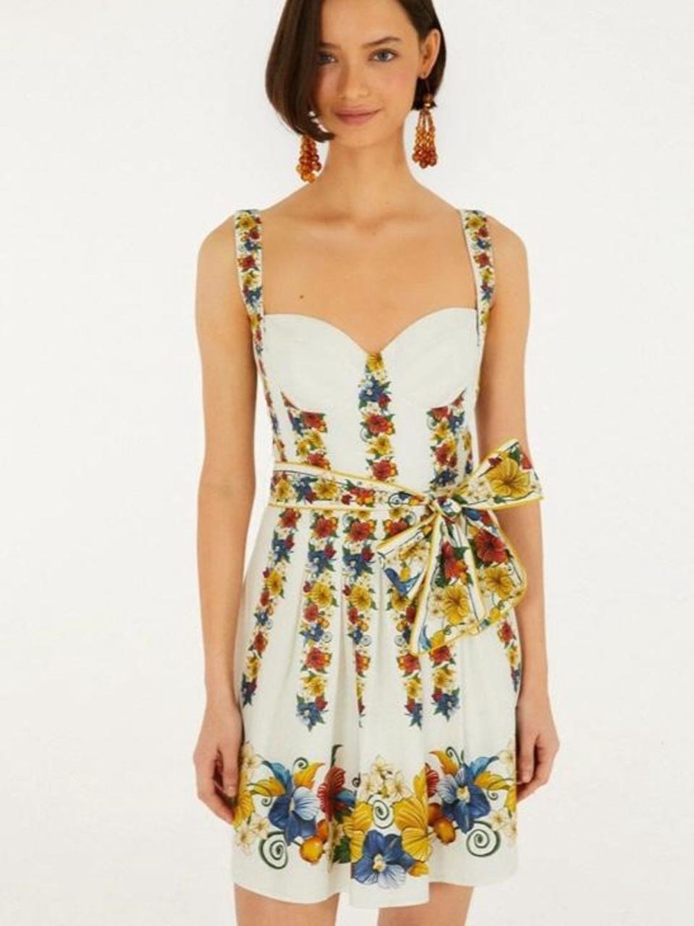 NWT FARM RIO Off-White Belted Mini Dress